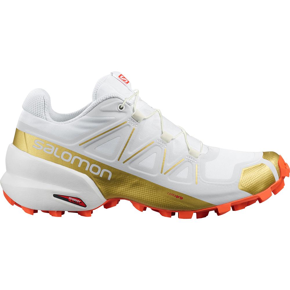 Chaussures De Trail Running Salomon Femme Blanche - Salomon SPEEDCROSS 5 GTS W - France (5047-CVTOW)